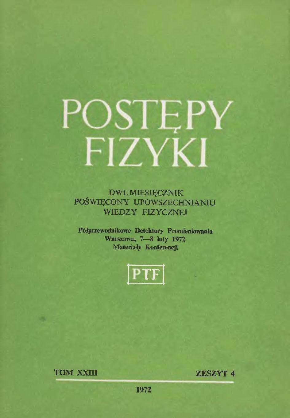 Postępy Fizyki 23 (4) 1972