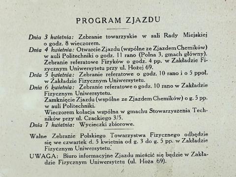 Karta uczestnika Zjazdu Fizyków Polskich 1923 (rewers)