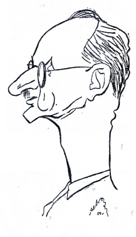 prof. Andrzej Sołtan - karykatura 1950